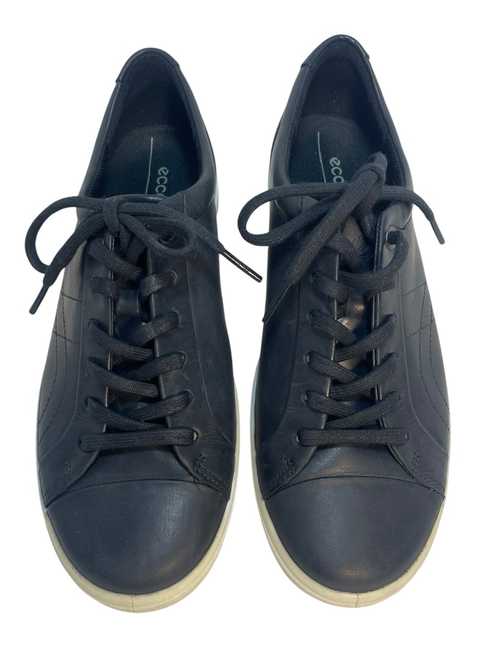 ECCO Soft 7 Black Leather Low-Top Sneakers Danish Shoes Womens Size 39 EU
